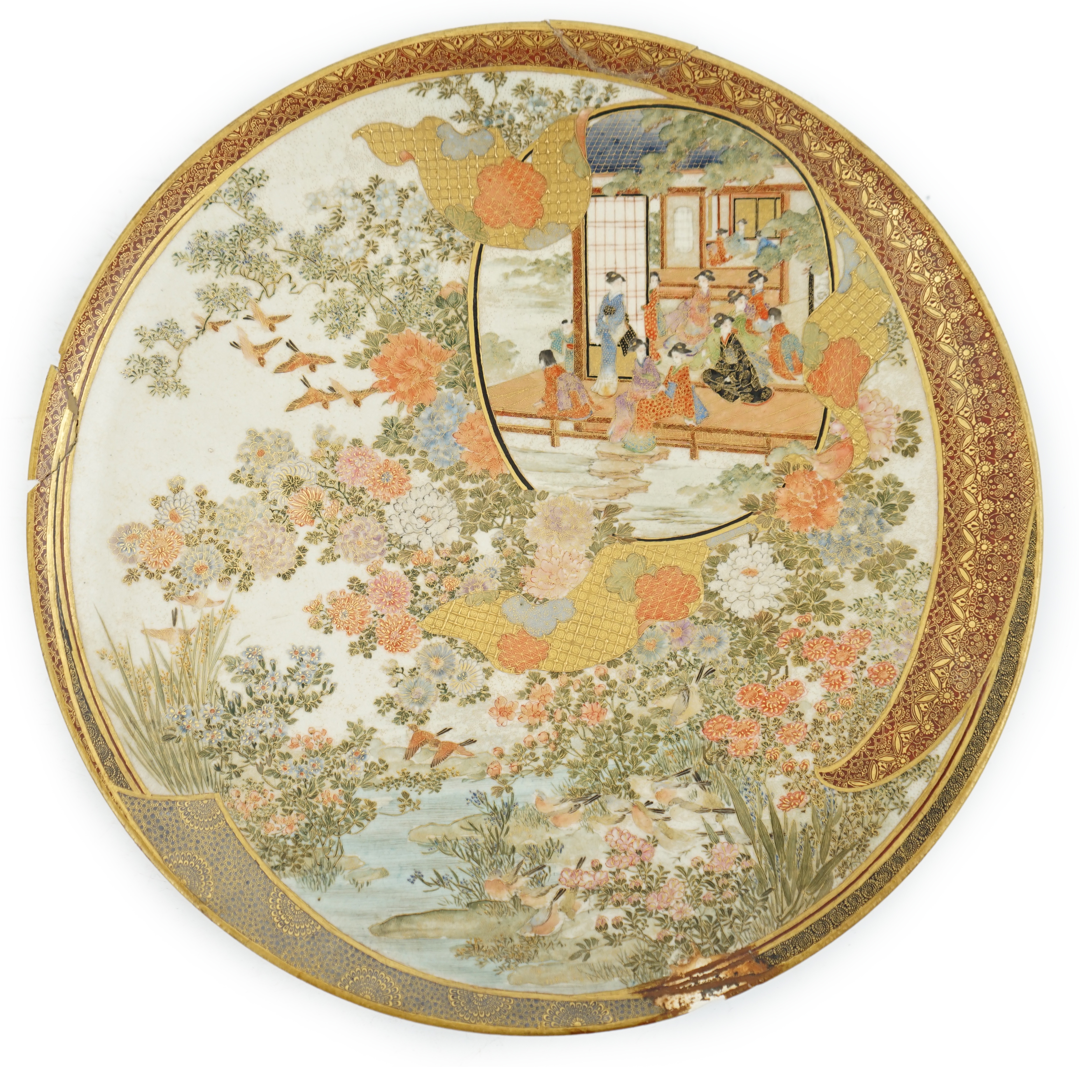 A Japanese Satsuma circular dish, Meiji period